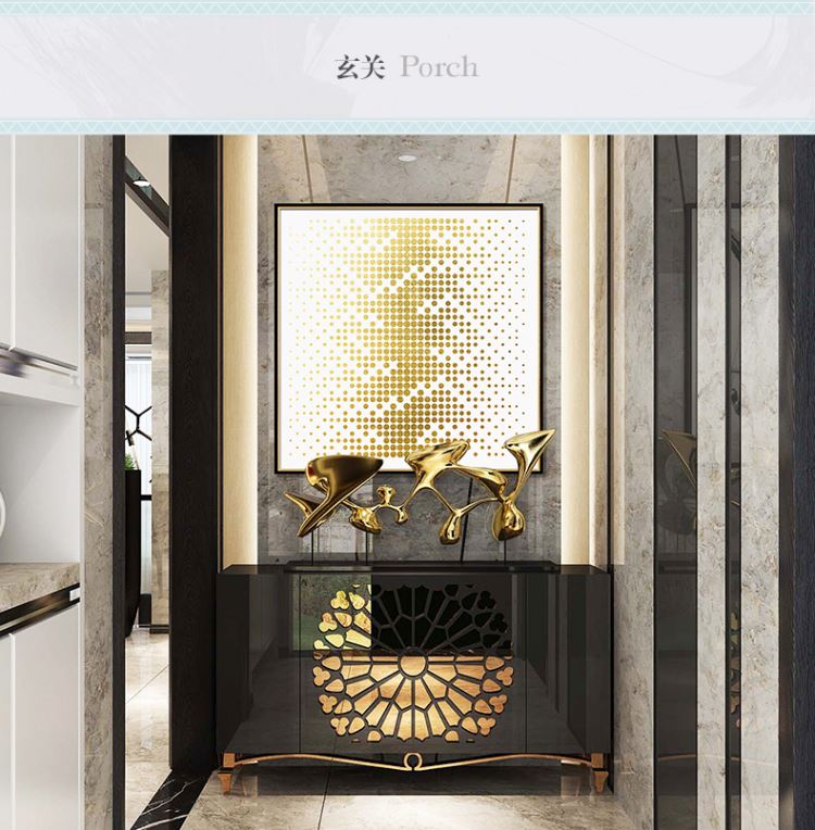 現(xiàn)代簡約客廳裝飾畫 抽象風格臥室床頭掛畫  晶瓷畫 金色年華